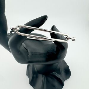 Vintage Silver Paperclip Bangle Bracelet Minimalist Unique Retro Preppy Twee